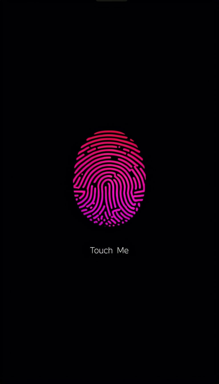 Vivid Neon Fingerprint Icon with Touch Me Text Mobile Wallpaper