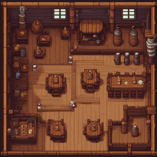 Pixel art top down tavern by Kaare Sandfær-andersen - Playground