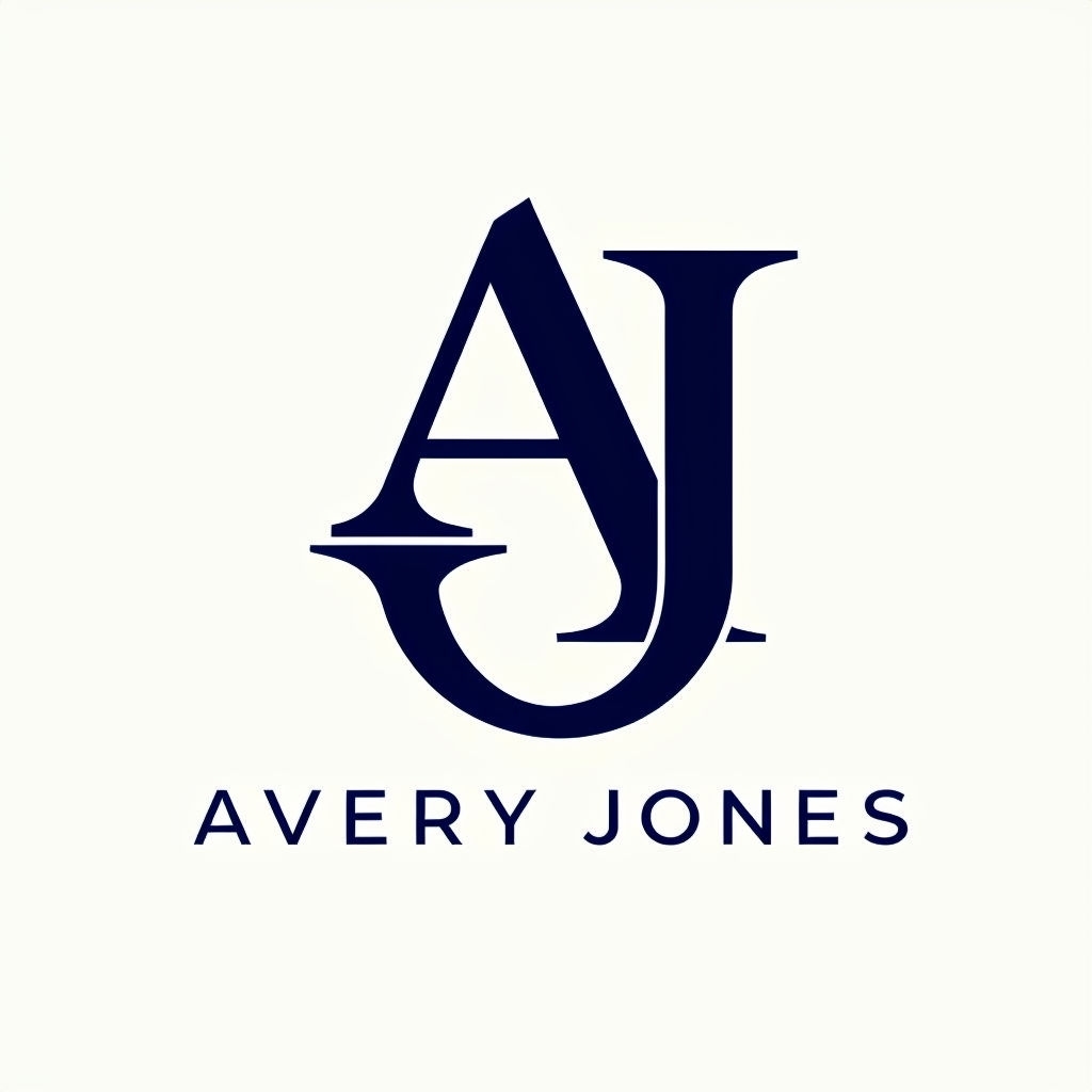 Sophisticated Navy Blue AJ Interlocked Monogram Logo Design