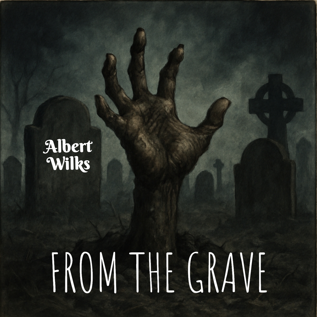 Eerie Zombie Hand Emerging from Graveyard in Dark Atmosphere Spotify Album Cover
