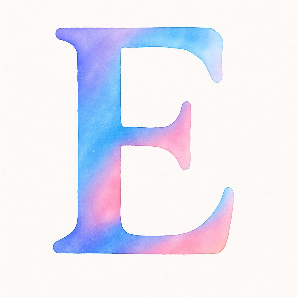 Vibrant Watercolor Letter E in Pastel Gradient Monogram