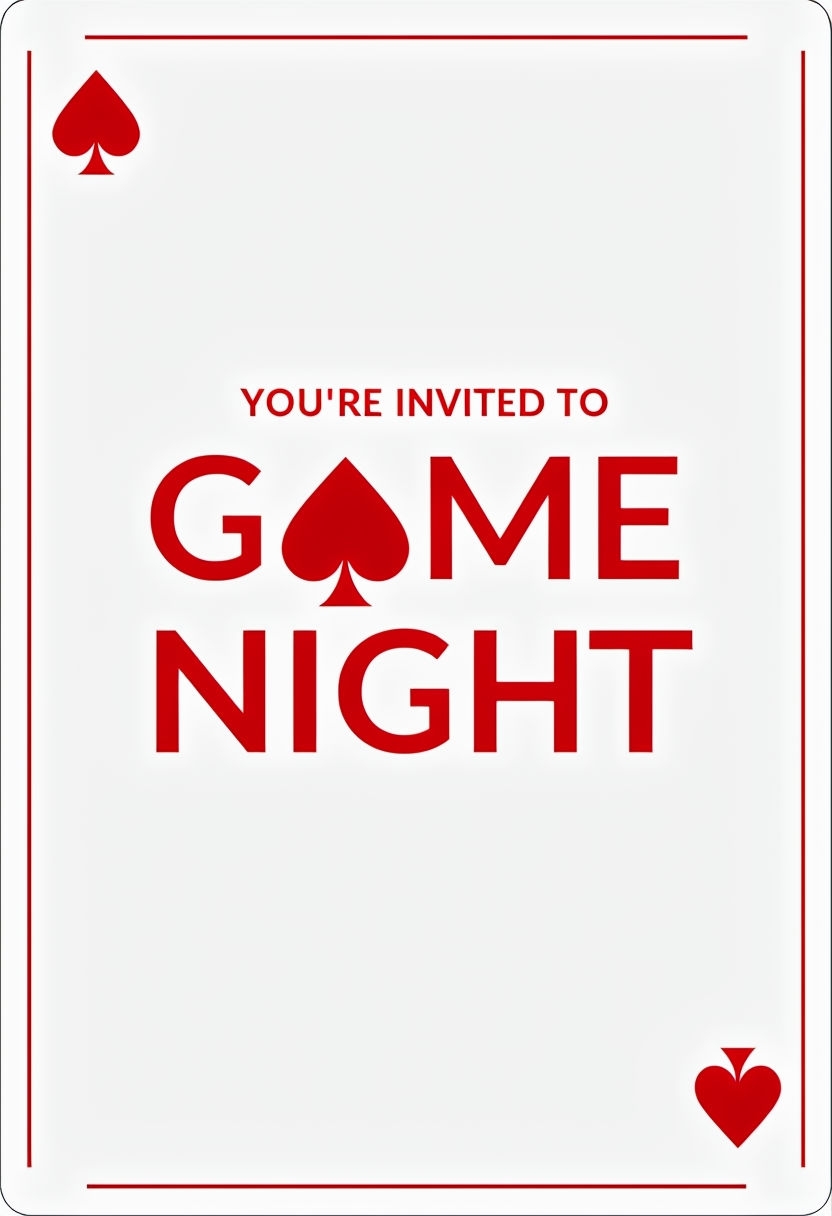 Elegant Ace of Spades Game Night Invitation Card