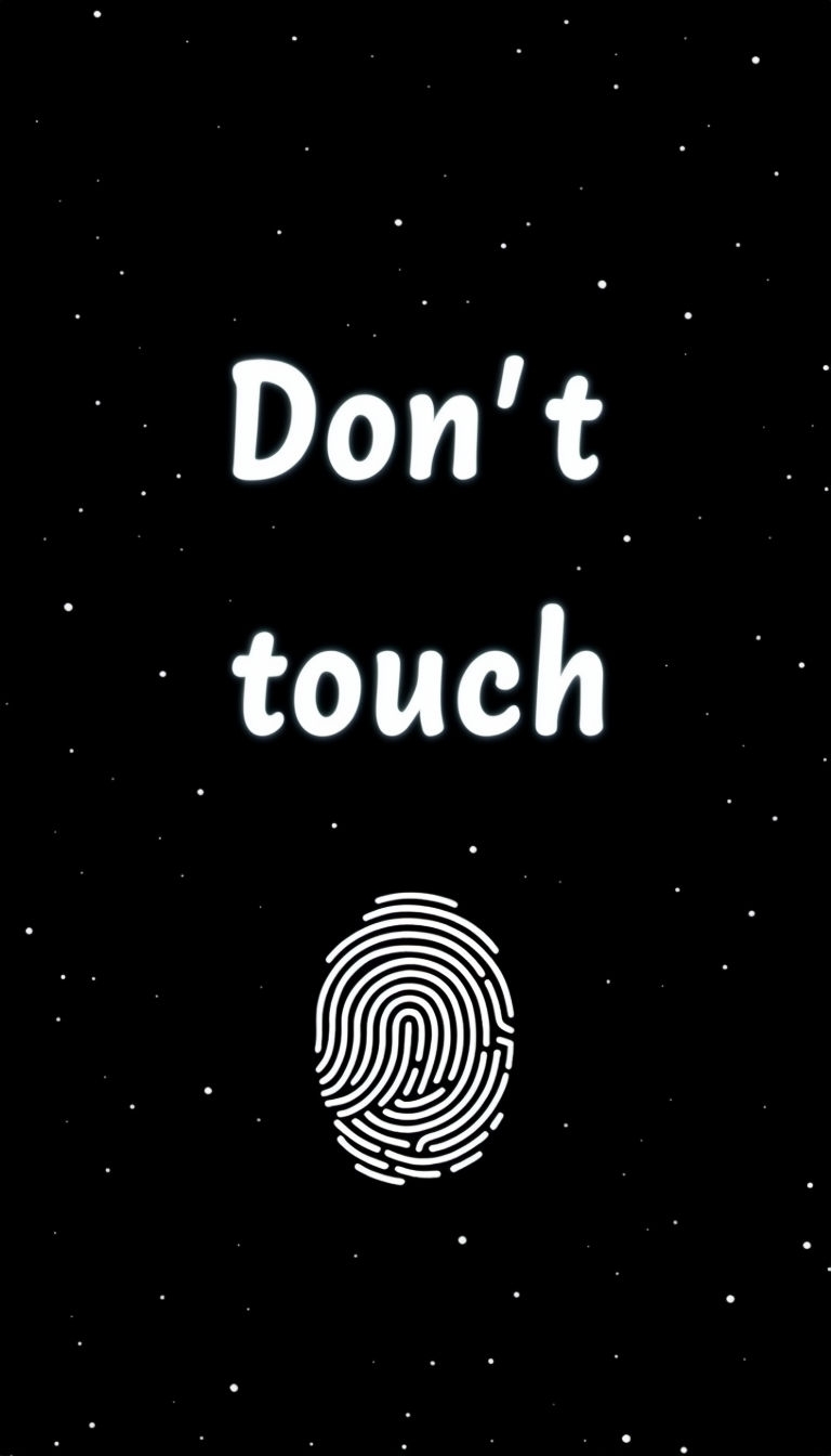 Don't Touch Minimalist Cosmic Text and Fingerprint Mobile Wallpaper