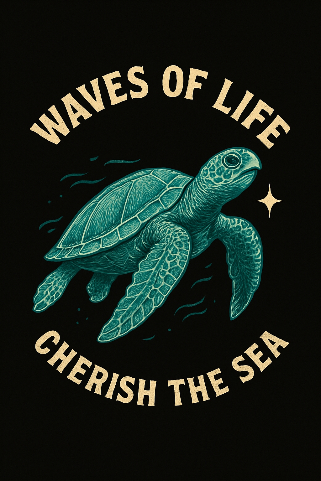 Vintage Sea Turtle Waves of Life T-Shirt