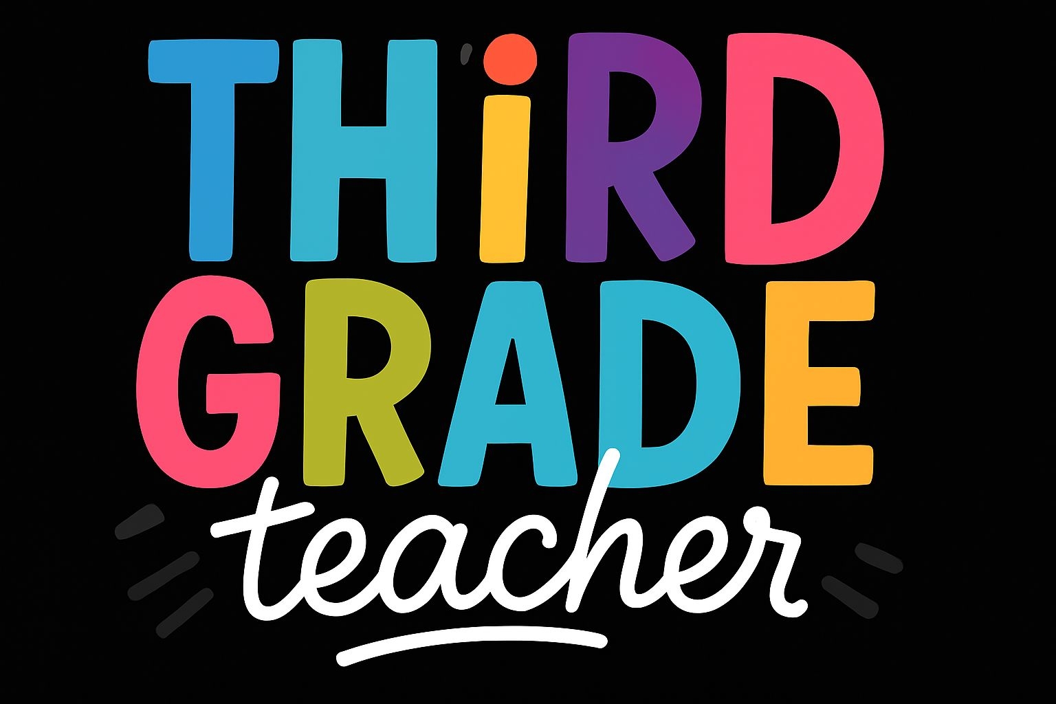Vibrant Third Grade Teacher Colorful Text Design T-shirt