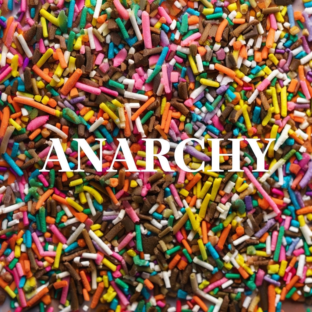 Vibrant Anarchy Phrase on Colorful Sprinkles Background Spotify Album Cover