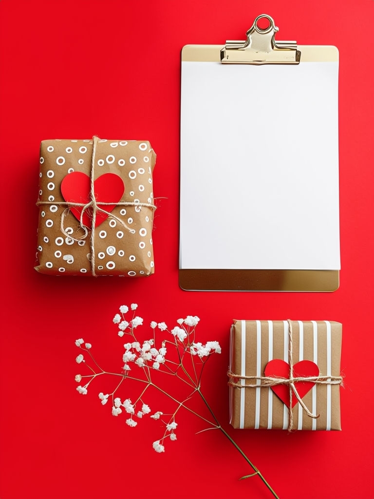 Minimalist Still Life Gift Wrap Composition Photograph Mockup