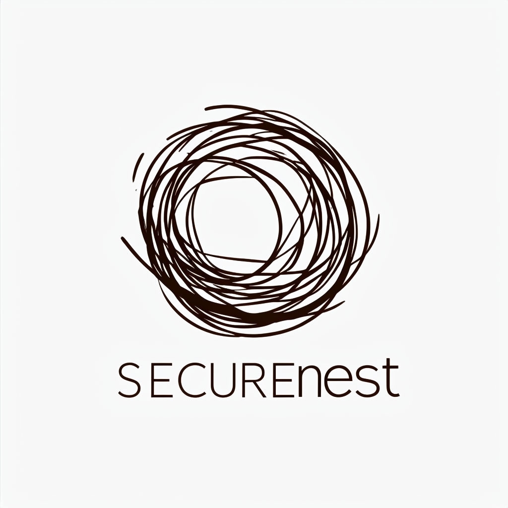 Stylized Bird Nest Minimalist Logo Design for Securenest