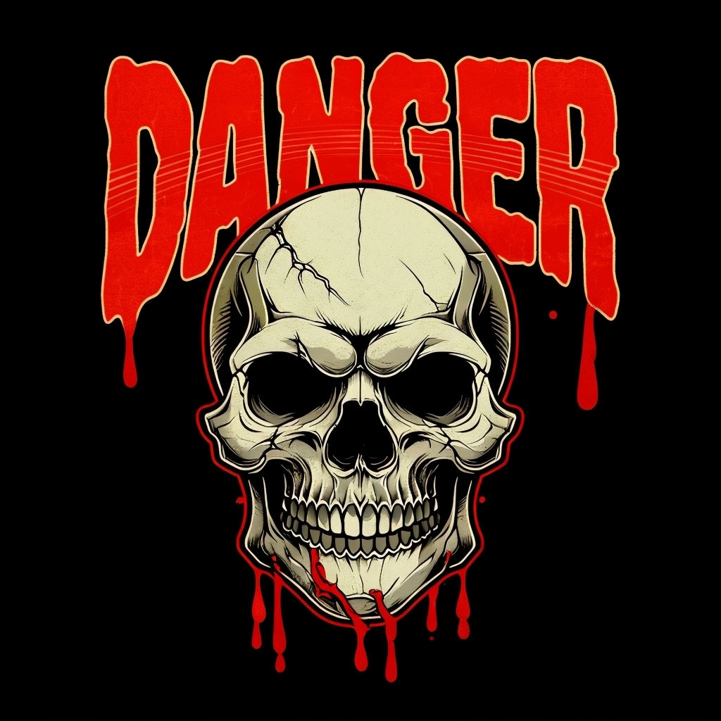 Ominous Danger Skull Graphic T-Shirt