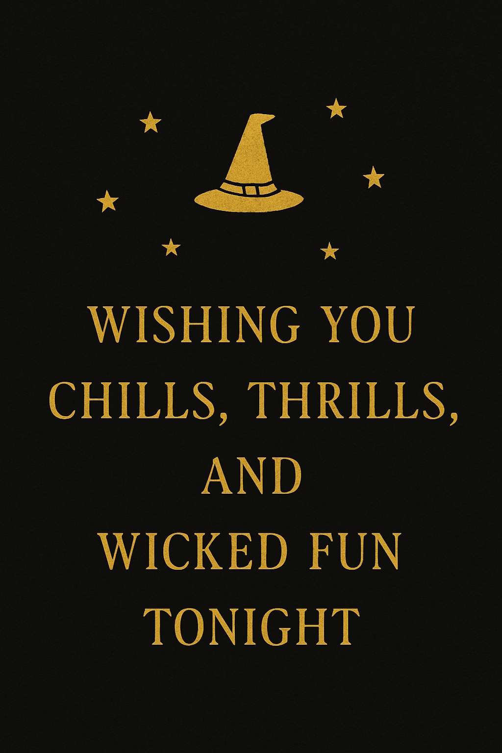 Gold Witch's Hat and Stars Halloween Greeting Card Design