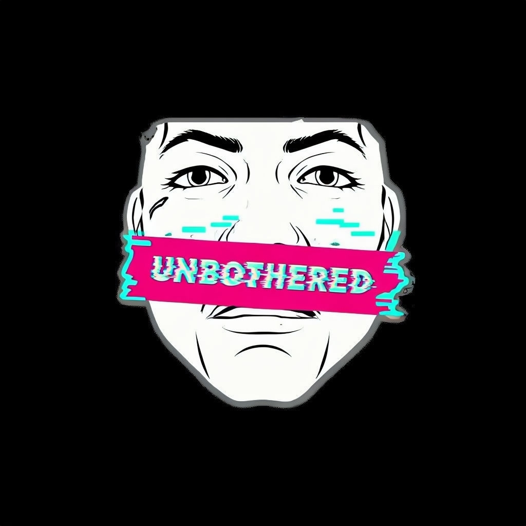 Unbothered Face Design with Tape and Glitch Typography T-shirt