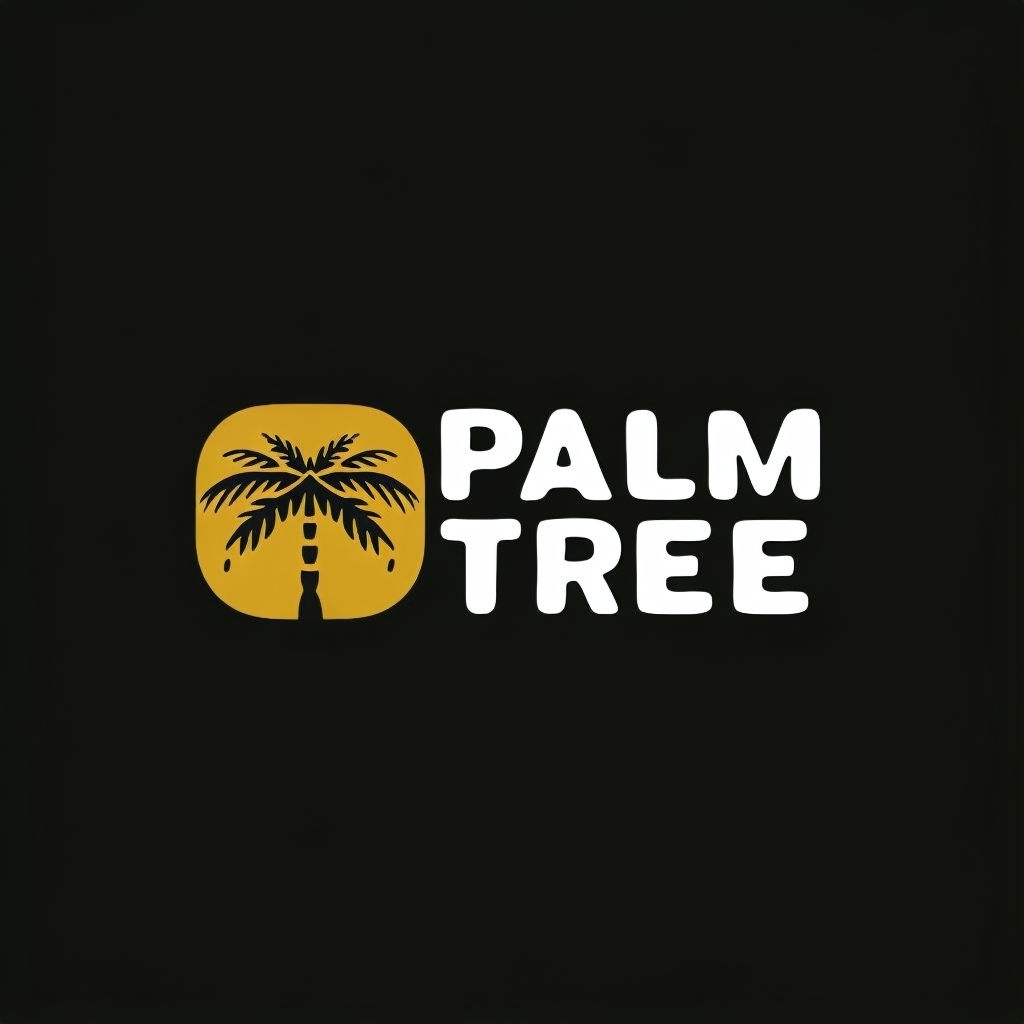 Modern Minimalist Palm Tree Logo on Black Background