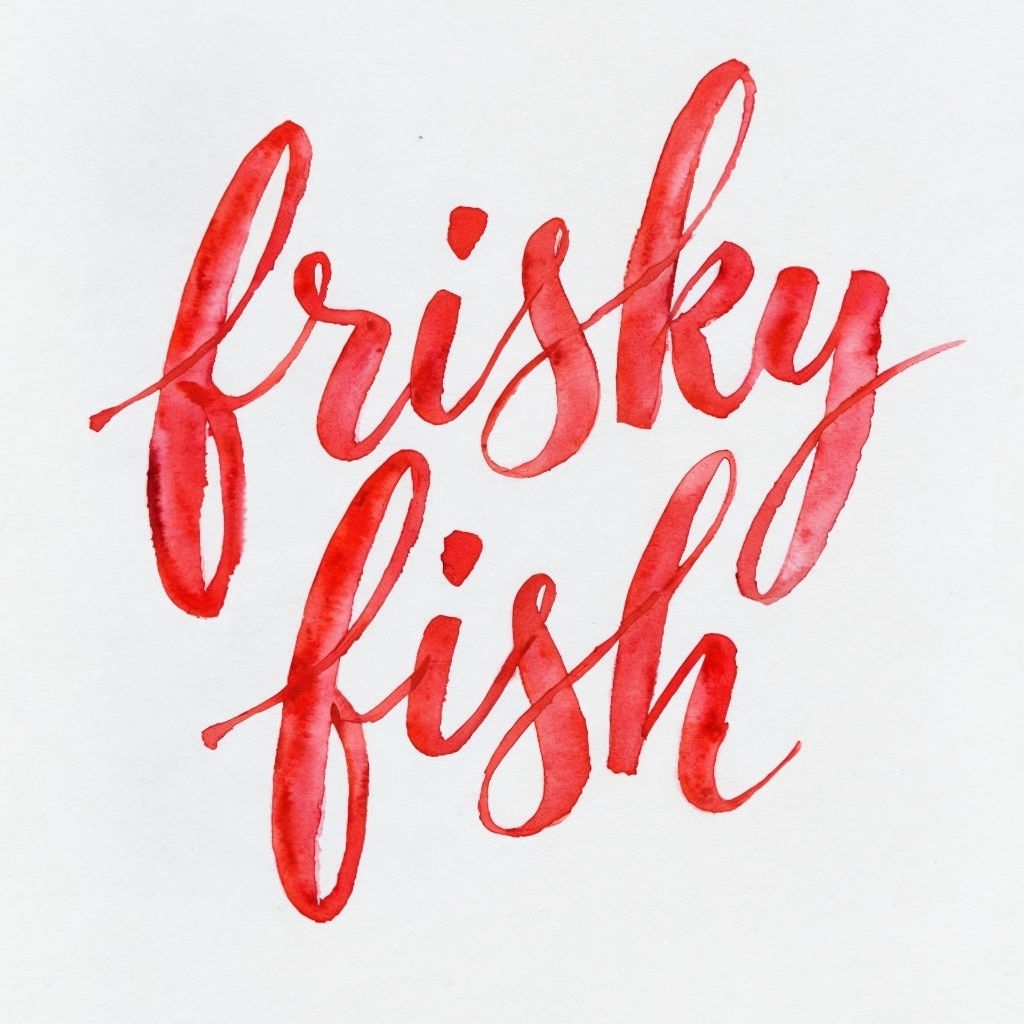 Frisky Fish Watercolor Text Design T-Shirt