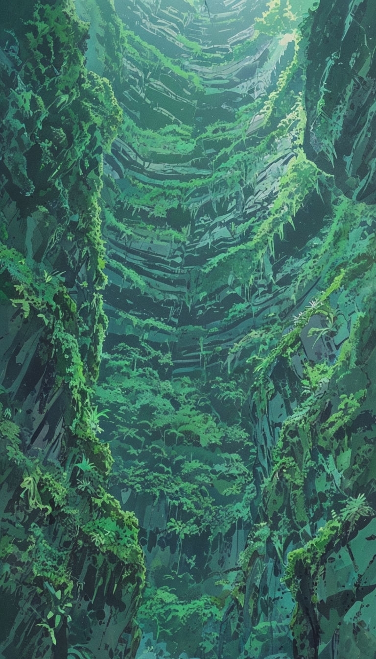 Vibrant Anime Watercolor Jungle Cave Illustration Phone Case Cover