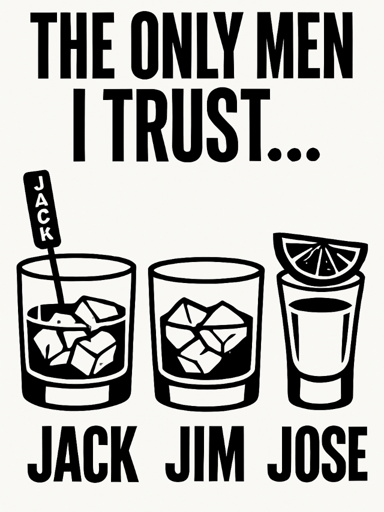 The Only Men I Trust Minimalist Whiskey Glasses T-Shirt