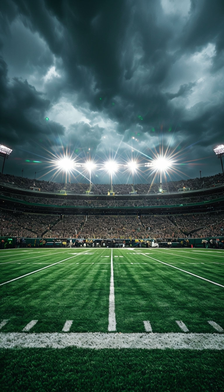 Dramatic American Football Stadium Photography with Intense Atmosphere Art