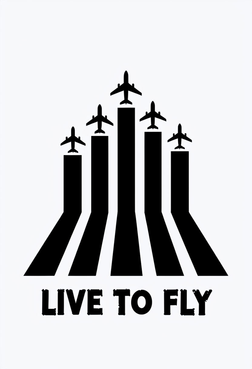 Motivational Minimalist Live to Fly Airplane Graphic Social Media Post