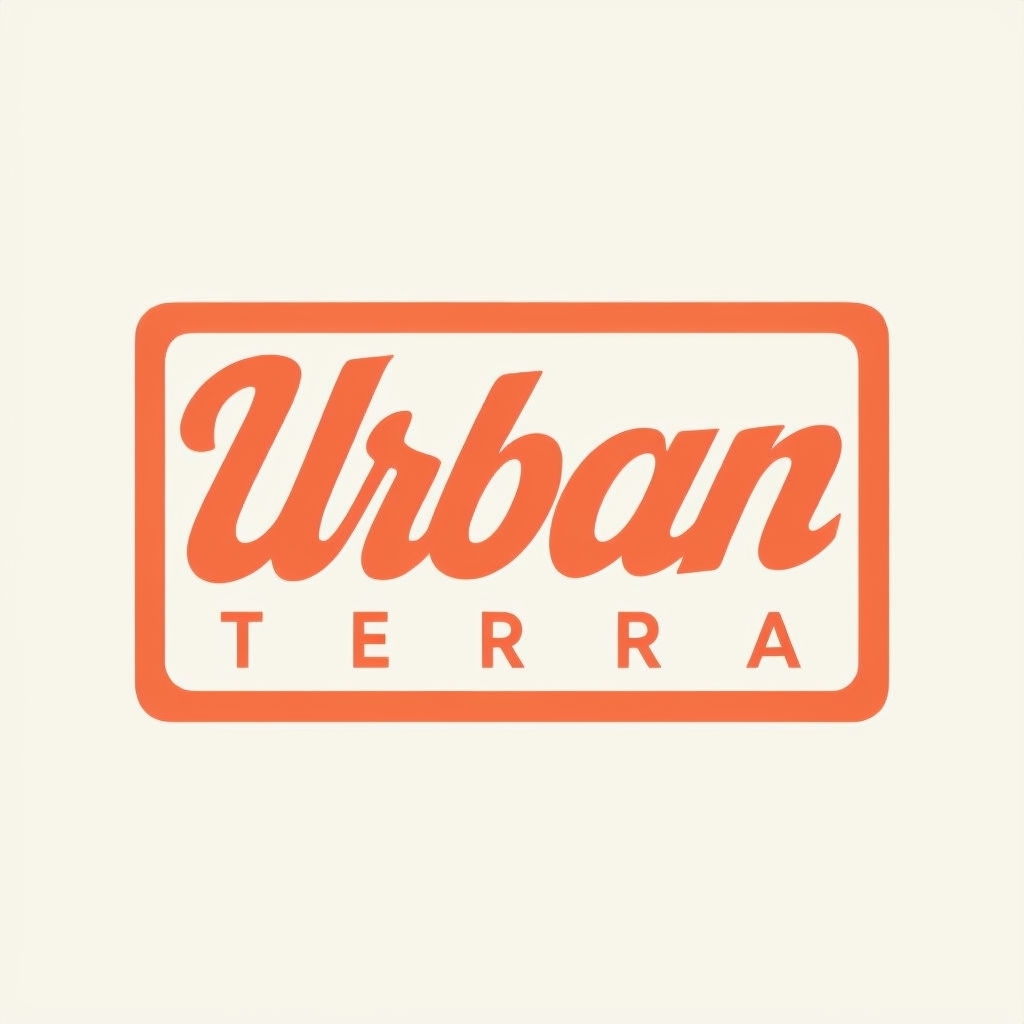 Minimalist Urban Terra Digital Logo Design on Pale Ivory Background