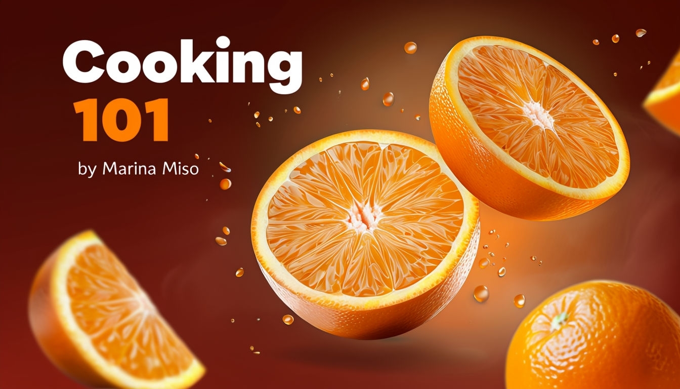 Vibrant Cooking 101 Graphic with Fresh Orange Slices Social Media Post