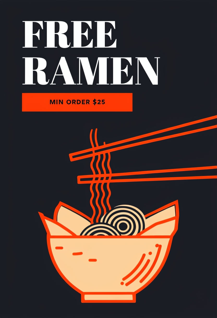 Minimalist Free Ramen Promotion Graphic Design Poster