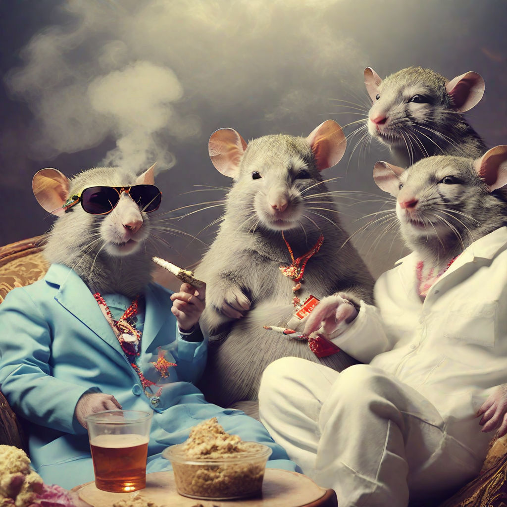 Rats smoking weed cigarettes by József Dankó - Playground