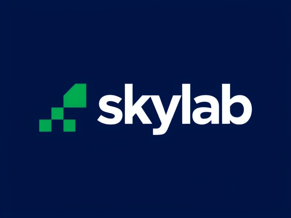 Modern Minimalist Skylab Logo on Navy Blue Background