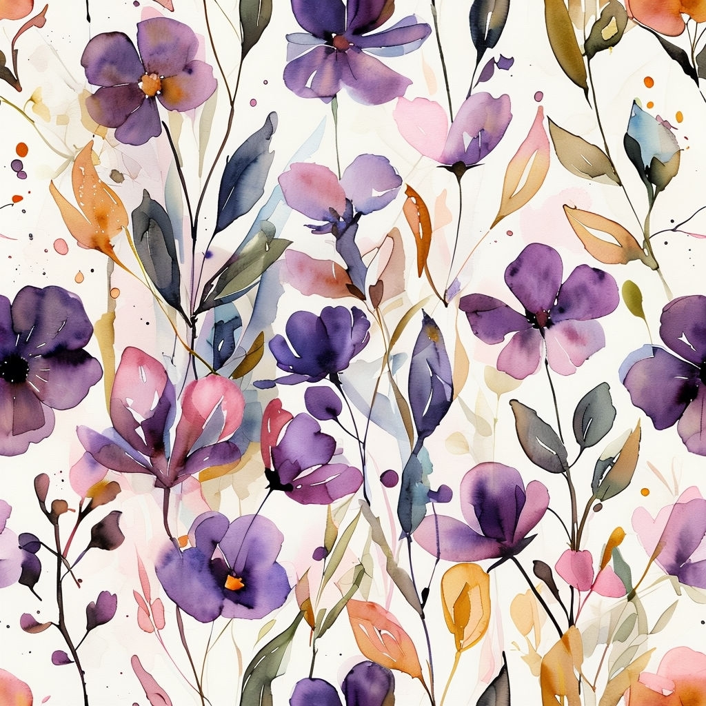 Vibrant Watercolor Floral Seamless Pattern Design for Textiles