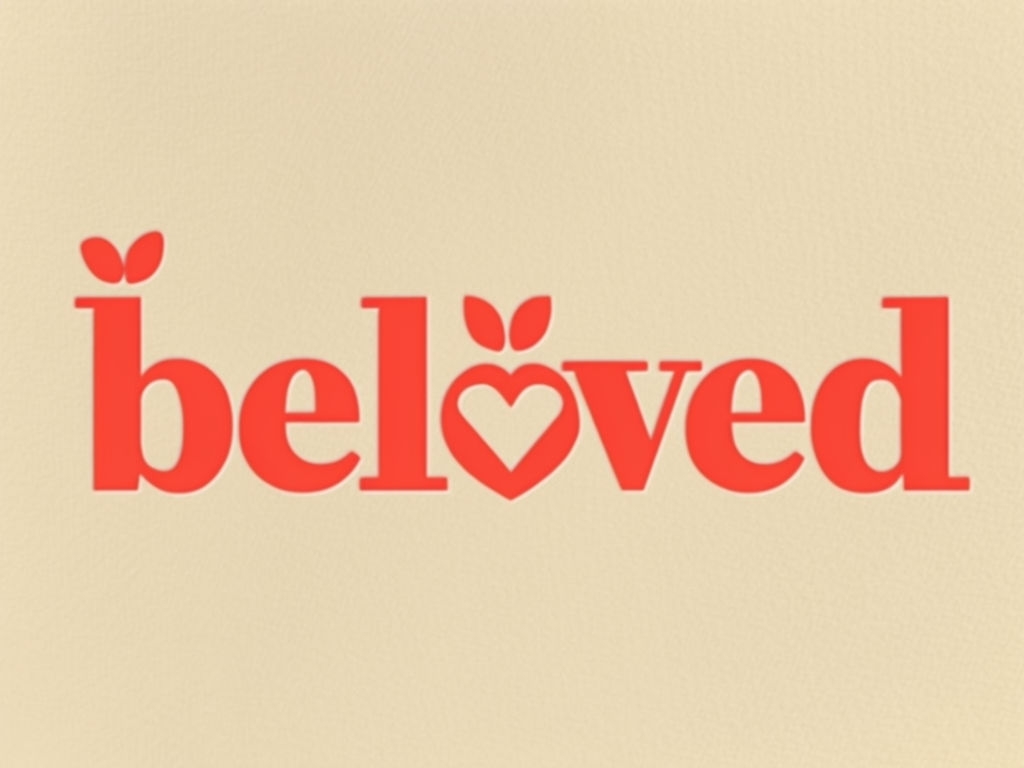 Creative Coral Red Beloved Typography Design for Logo