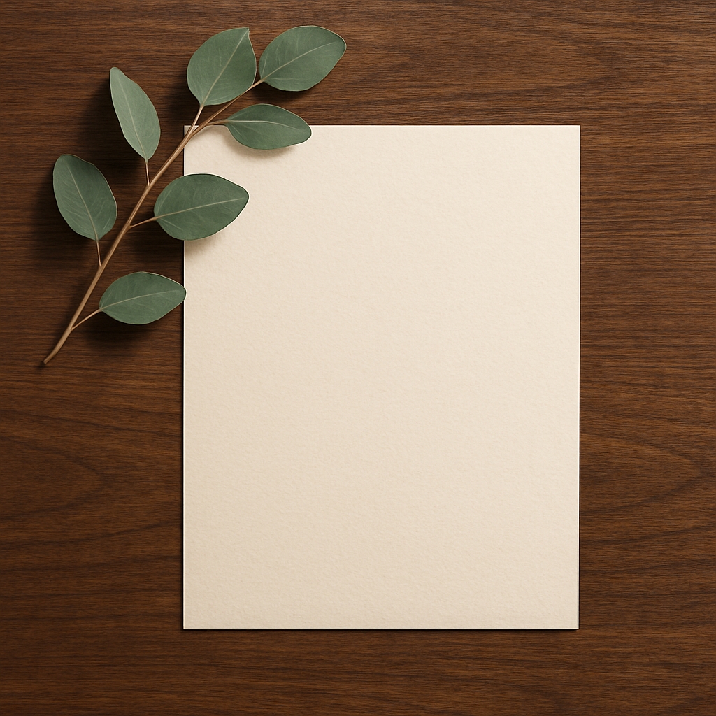 Minimalist Eucalyptus Branch and Beige Paper Composition Social Media Post
