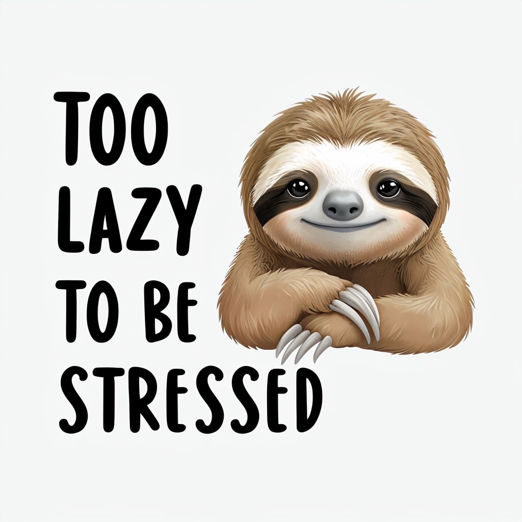 Cute Cartoon Sloth with Humorous Text T-Shirt