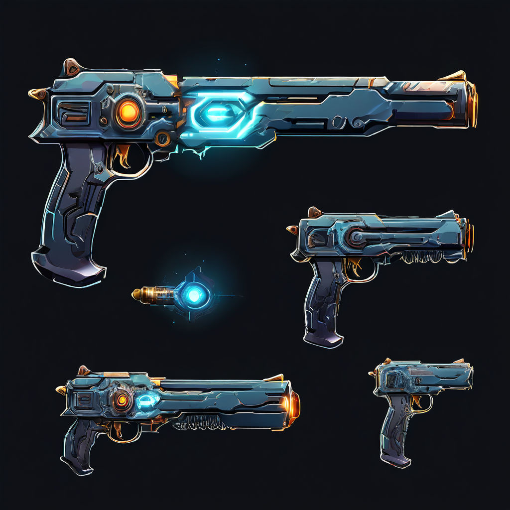 Concept art sprite sheet of a futuristic magic pistol by Cluny Scourge ...