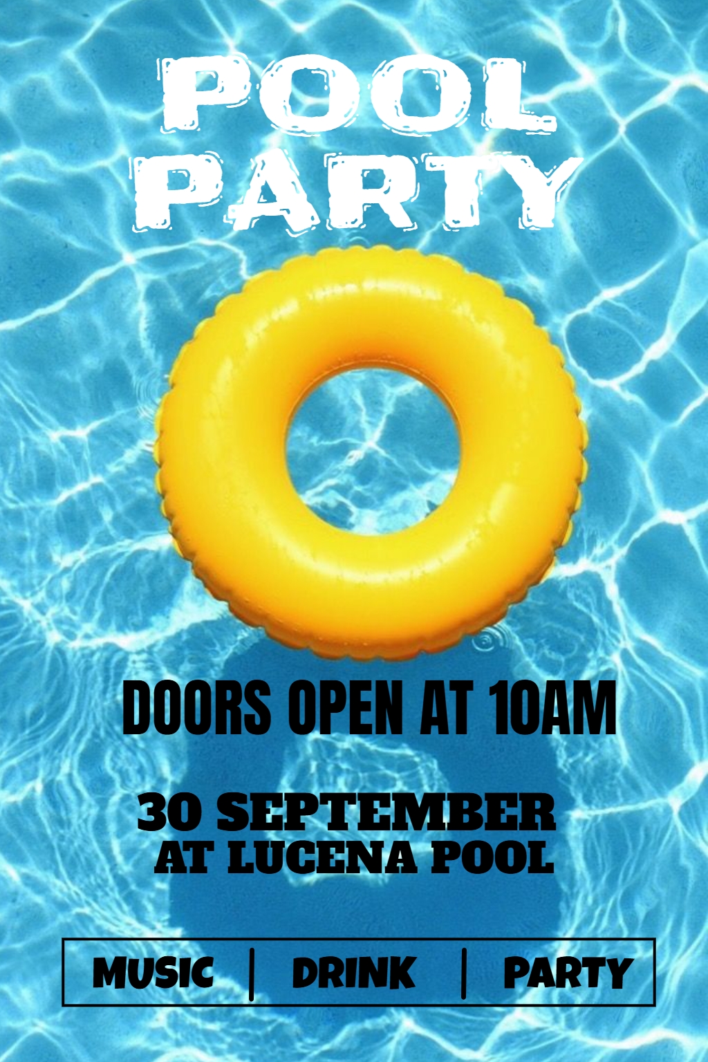 Vibrant Pool Party Invitation with Bright Inflatable Ring Flyer