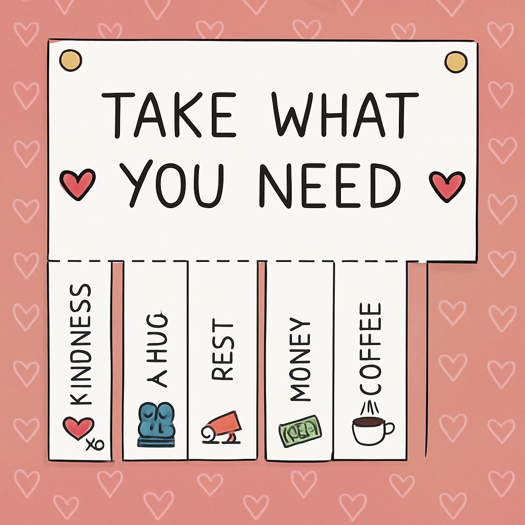 Take What You Need Uplifting Sign with Heart Icons Social Media Post