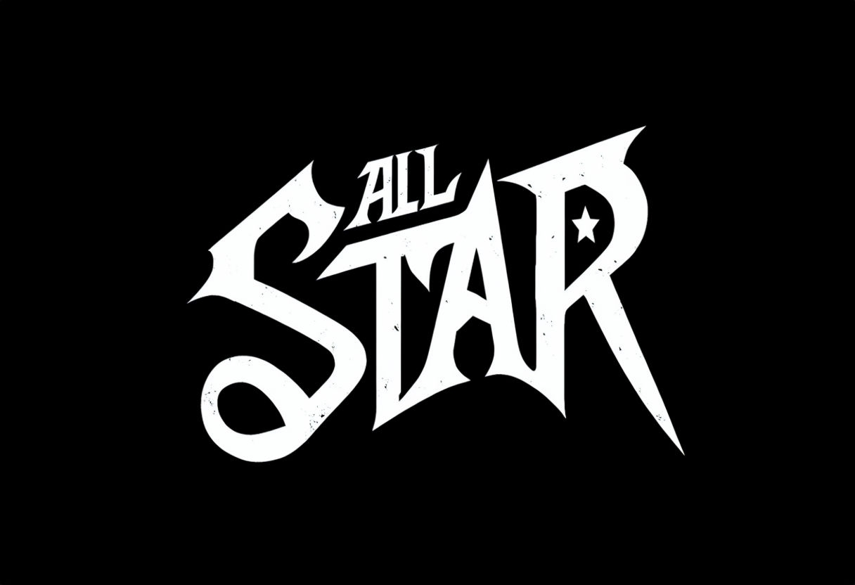 Bold ALLSTAR Typography Design T-Shirt