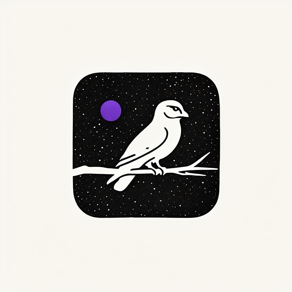 Minimalist Cosmic Bird Silhouette in Starry Square T-Shirt