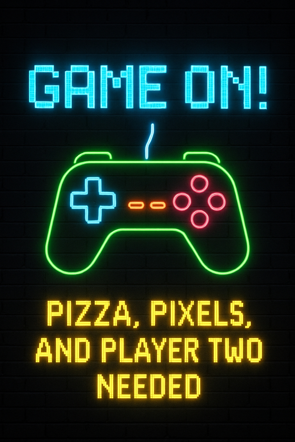 Retro Neon Game On Controller Invitation Design for Gamers Cards & Invites