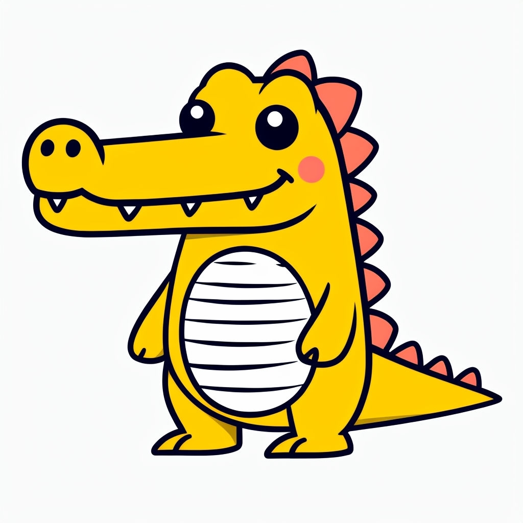 Cheerful Cartoon Yellow Crocodile Character Illustration Sticker