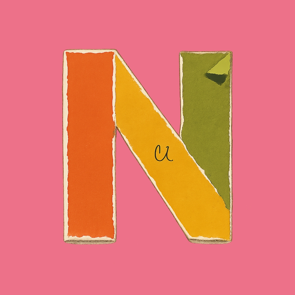 Vibrant Stylized Letter N with Color Segments Monogram