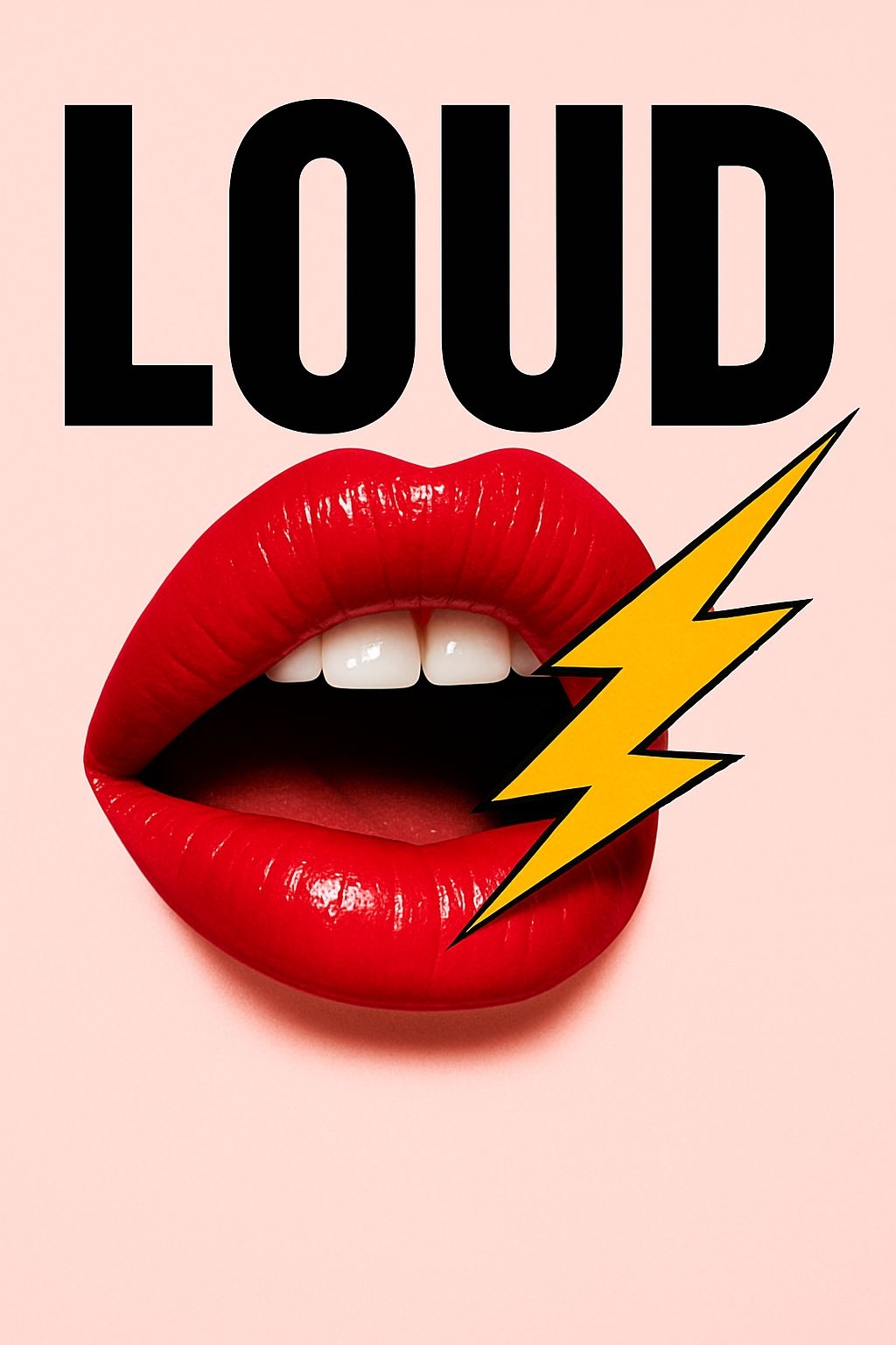Bold Minimalist Loud Message with Glossy Red Lips Poster