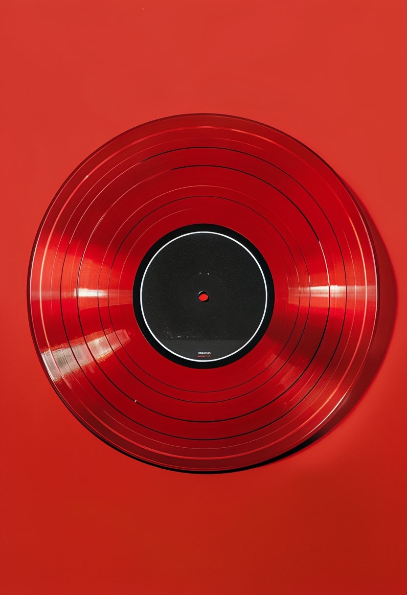 Glossy Red Vinyl Record Modern Photography Art