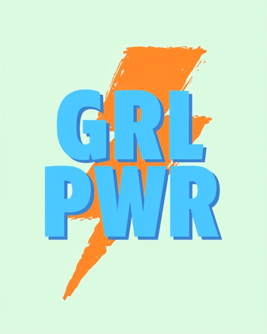 Bold GRL PWR Lightning Bolt Minimalist T-shirt Design