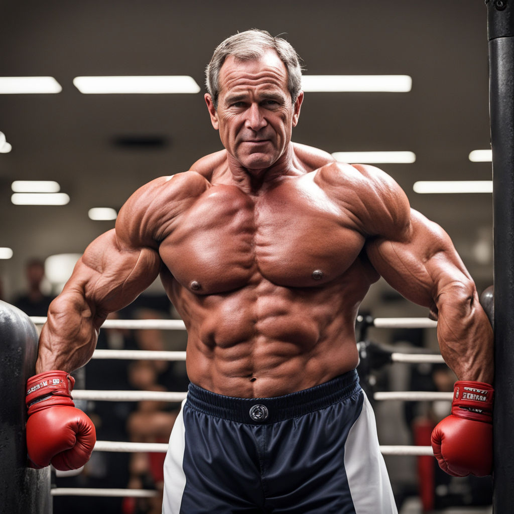 George bush 50 years old strong man giant bodybuilder sweaty... by sh ...