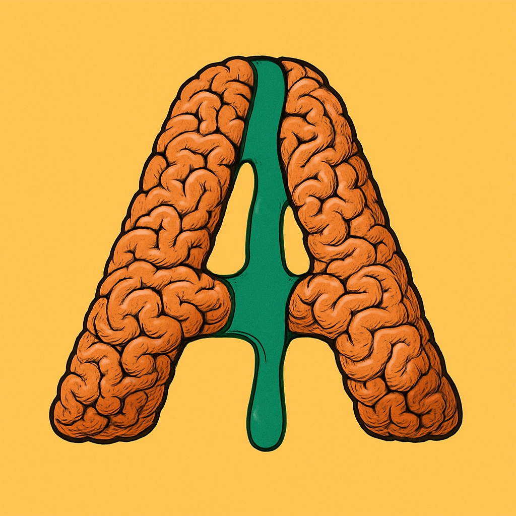 Stylized Brain-Inspired Letter A Digital Illustration Monogram