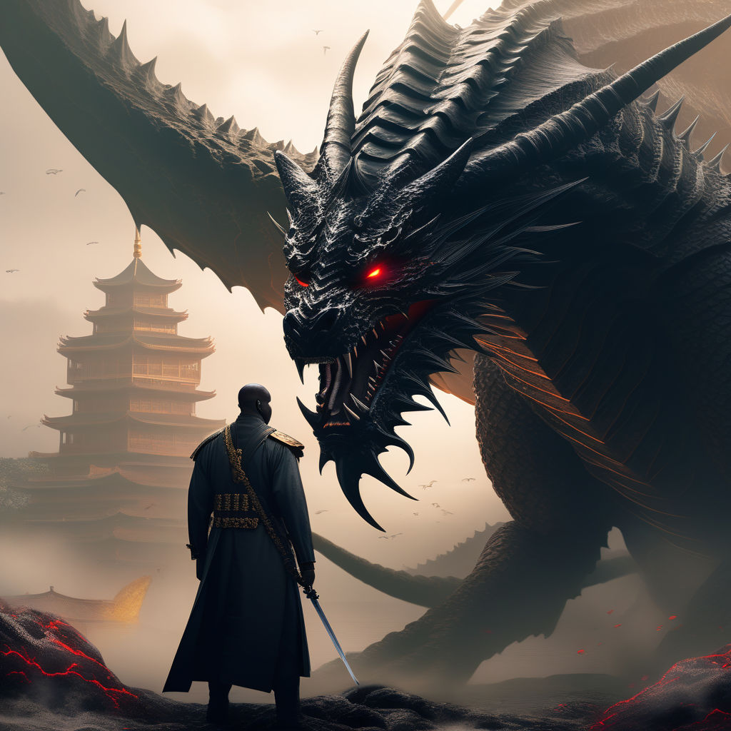 African American Muslim samurai facing an evil black dragon... by ...