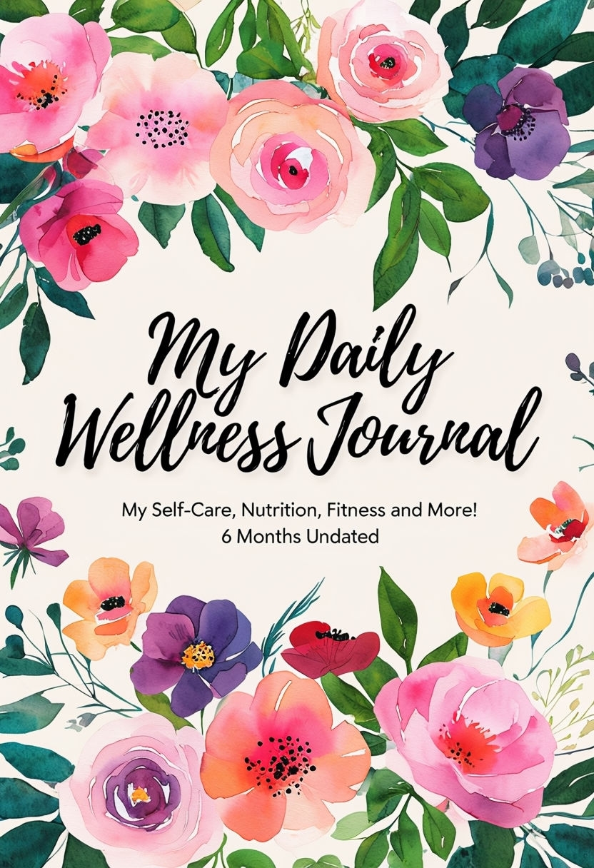 Elegant Floral My Daily Wellness Journal Cover Design EBook Cover