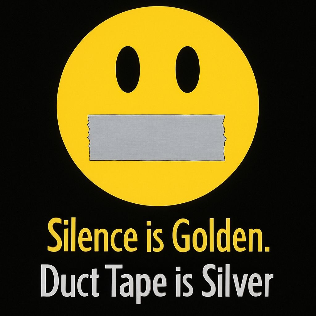 Humorous Minimalist Smiley Face with Duct Tape Meme Design Memes