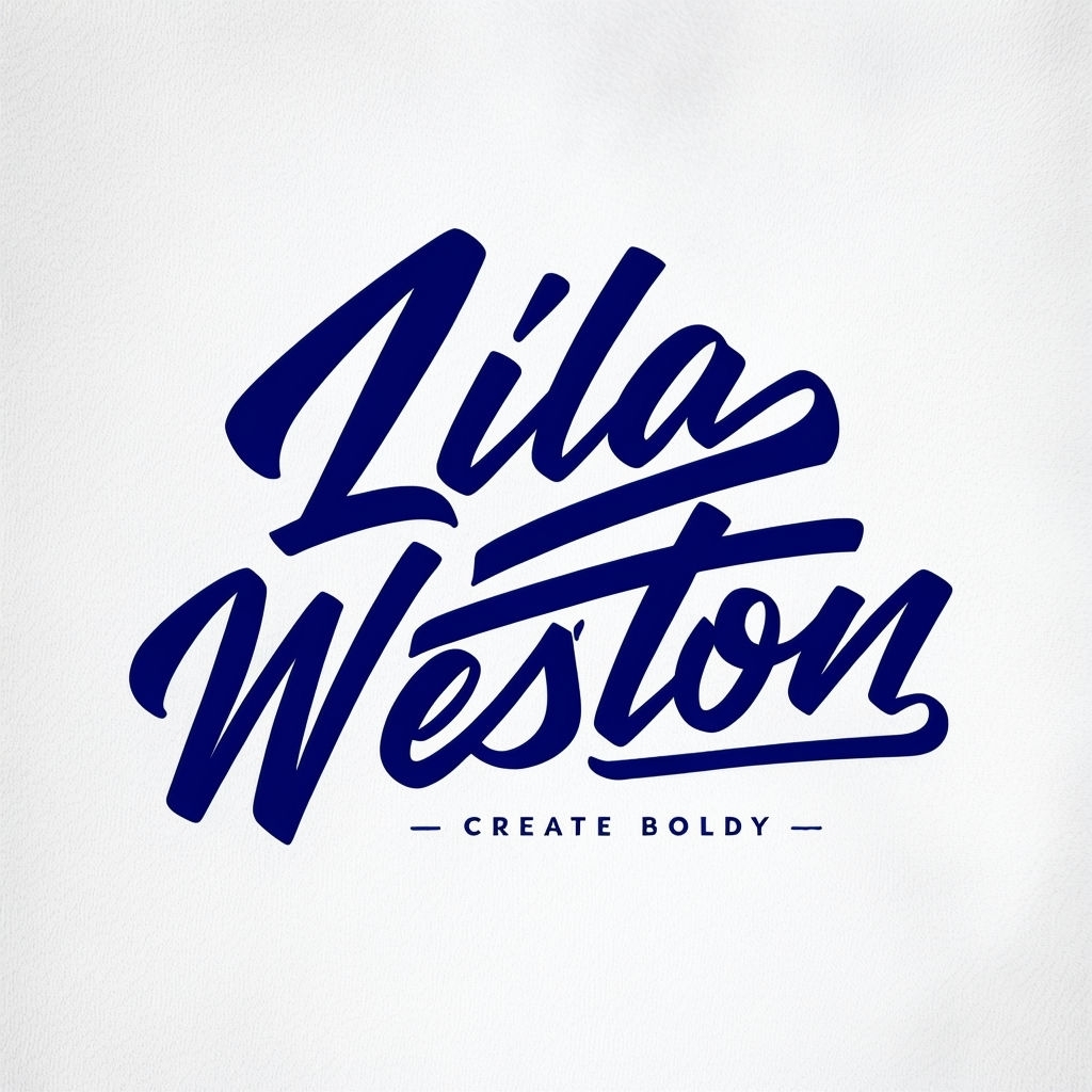 Elegant Lila Weston Handwritten Logo with Create Boldly Tagline Logo