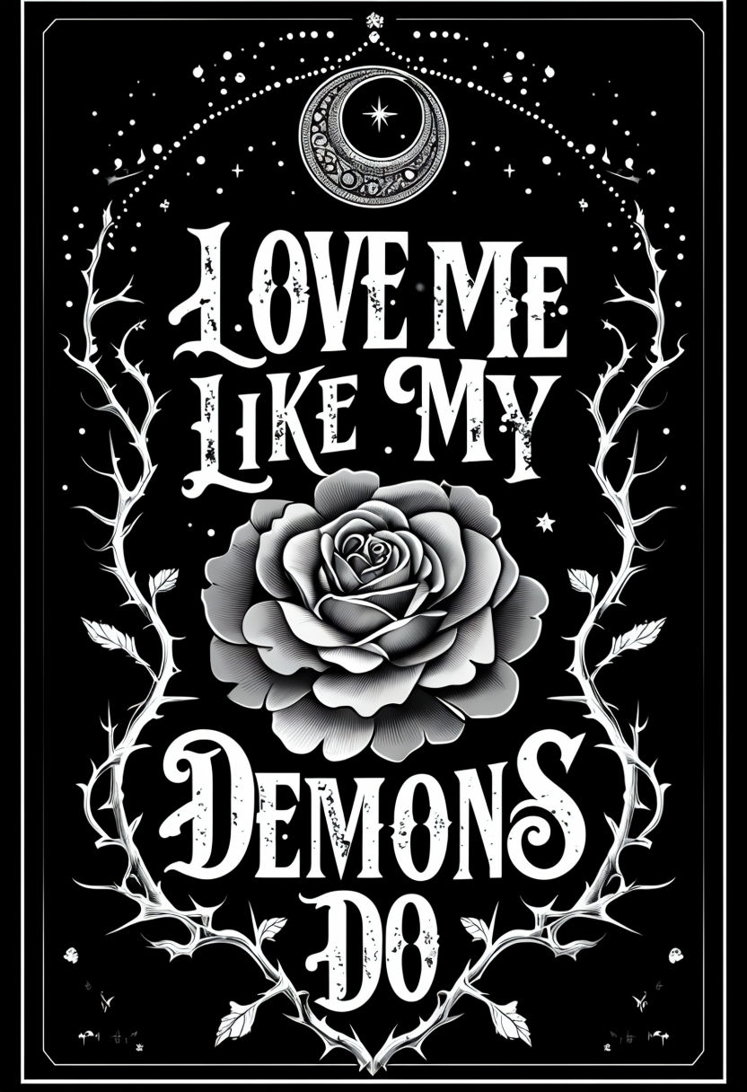 Love Me Like My Demons Do Black and White Art T-Shirt