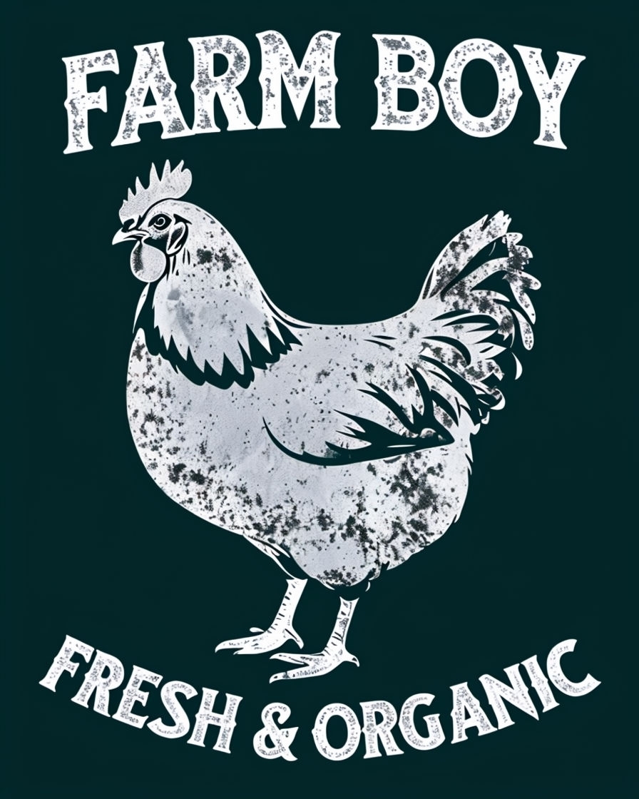 Vintage Farm Boy Chicken Silhouette T-Shirt