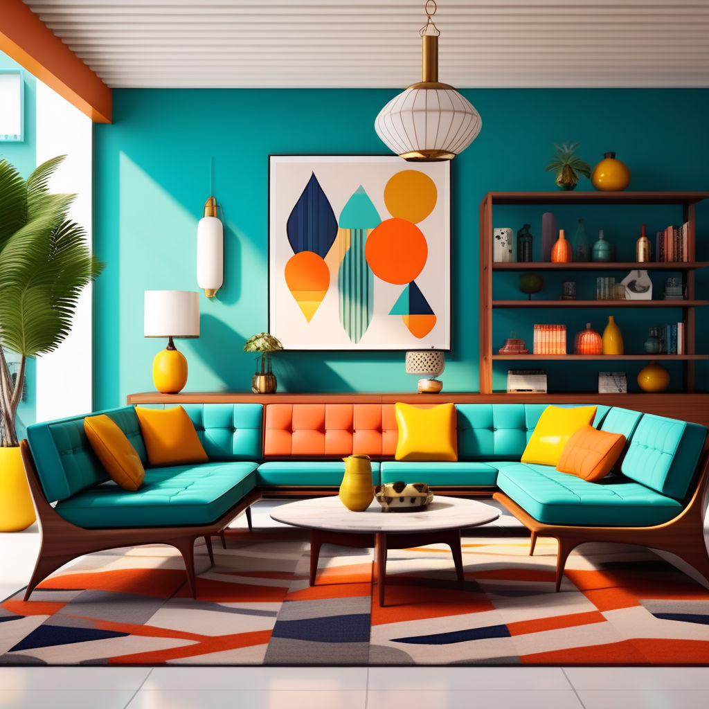 A mid-century modern den with vintage furniture by Prasanna kiran ...